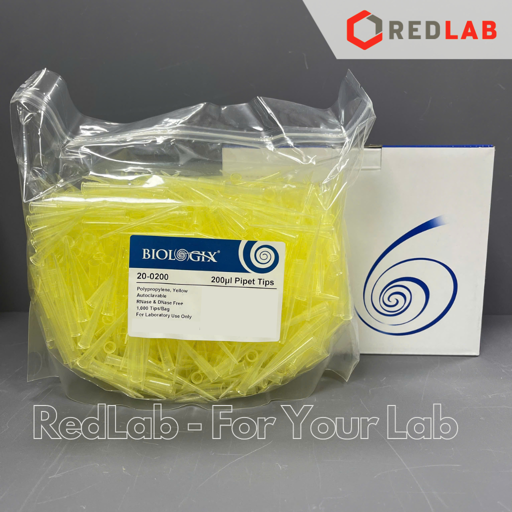 [Gói 1000 cái] Đầu tip vàng 200ul BIOLOGIX 20-0200, dài 51mm, nhựa PP, có thể hấp autoclave, có VAT