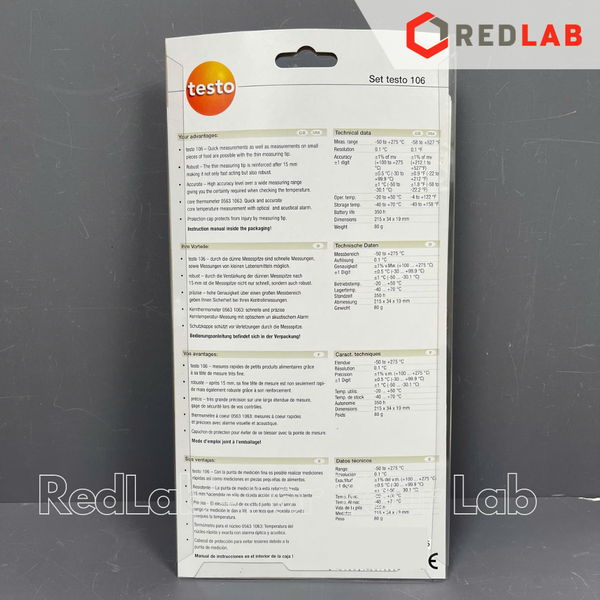 Máy đo nhiệt độ thực phẩm HACCP với TopSafe TESTO 106 (0563 1063) nhiệt kế điện tử -50 đến +275 °C, chính hãng, có VAT