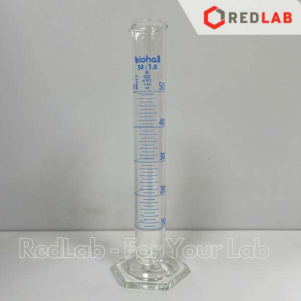 Ống đong thuỷ tinh BIOHALL 5 10 25 50 100 250 500 ML 1L 2L, Class A, đế lục giác, chia vạch xanh, có VAT