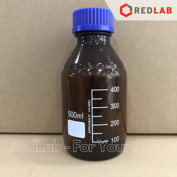Chai Nâu nắp vặn xanh GENLAB 50 100 250 500 1000 ml - GL45, chai thuỷ tinh soda-lime, đựng mẫu thí nghiệm kị sáng, có VAT