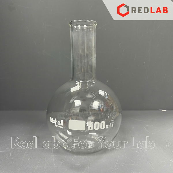 Bình cầu đáy bằng cổ trơn BIOHALL 50 100 250 500 ml 1L 2L 3L 5L 10L 20L, mark trắng, có VAT