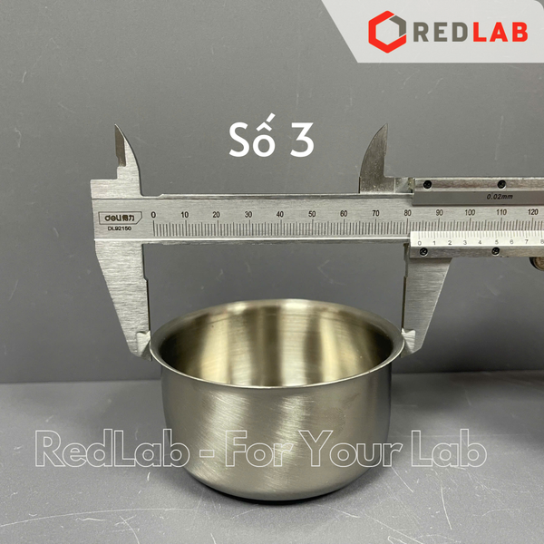 Chén inox thí nghiệm số 2 Ø8.5x2cm, số 3 Ø8.5x4cm, dùng trong lab, có VAT