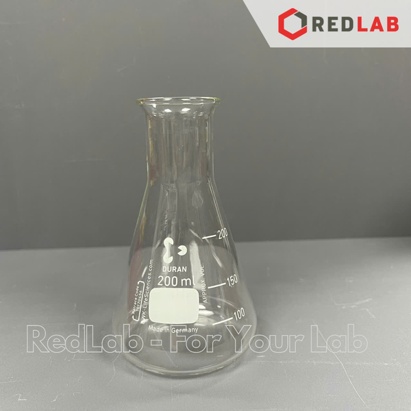 Bình tam giác cổ hẹp DURAN Class A 50 100 150 200 250 300 500 800 ml, 1 2 3.5 5 L, Narrow neck Erlenmeyer, có VAT