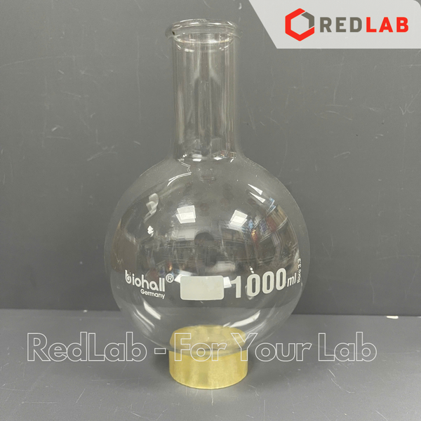 Bình cầu đáy tròn cổ trơn BIOHALL 50 100 250 500 ml 1L 2L 3L 5L 10L 20L, mark trắng, có VAT