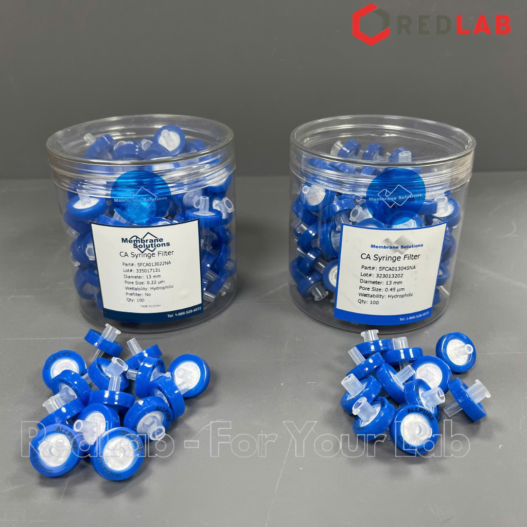 Đầu lọc sắc ký CA ưa nước MEMBRANE SOLUTIONS 13mm lỗ lọc 0.22um / 0.45um, hydrophilic syringe filter, có VAT