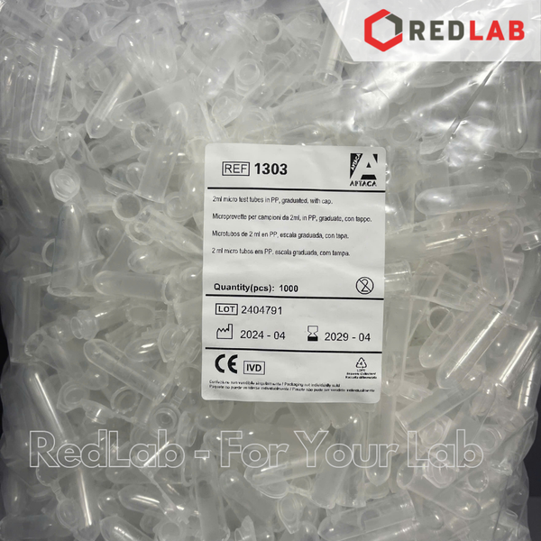 [Gói 1000 cái] Ống ly tâm dạng Eppendorf 1.5ml 2ml Aptaca - Ý 1003/G, 1303, microtube liền nắp, chia vạch, có VAT