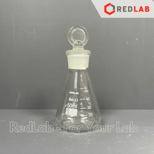 Bình tam giác có nút ONELAB 50 100 250 500 1000ml, erlen cổ nhám, nắp mài thuỷ tinh, đựng mẫu thí nghiệm, có VAT