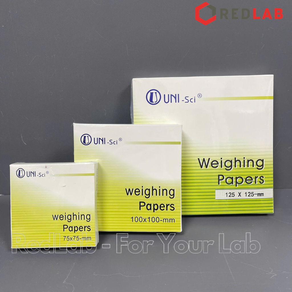 Giấy cân UNI-Sci khổ vuông 7.5cm 10cm 12.5cm Lab weighing paper 75x75mm 100x100mm 125x125mm, hộp 500 tờ, có VAT