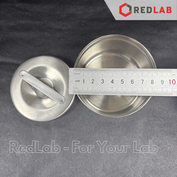 Hộp lưu mẫu inox, hộp gòn đúc Ø 7.5 8.5 10 cm dùng trong lab thí nghiệm, nghiên cứu, spa, có VAT