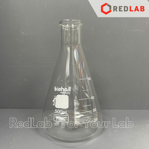 Bình tam giác miệng hẹp BIOHALL 125 150 250 300 500 1000 ml, bình nón - bình erlen MH, mark trắng, có VAT