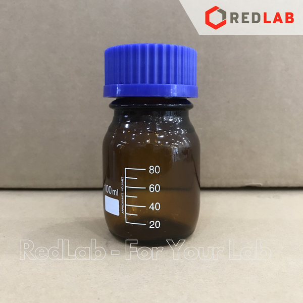 Chai Nâu nắp vặn xanh GENLAB 50 100 250 500 1000 ml - GL45, chai thuỷ tinh soda-lime, đựng mẫu thí nghiệm kị sáng, có VAT