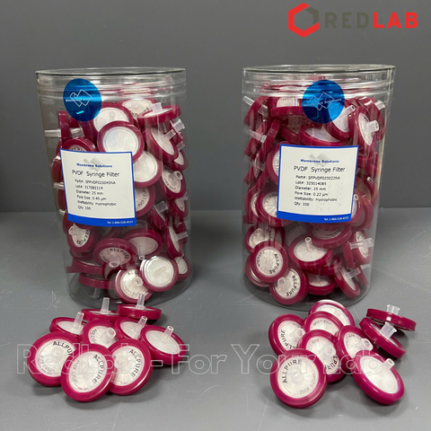 Đầu lọc sắc ký PVDF kị nước MEMBRANE SOLUTIONS 25mm lỗ lọc 0.22um / 0.45um, hydrophobic syringe filter, có VAT