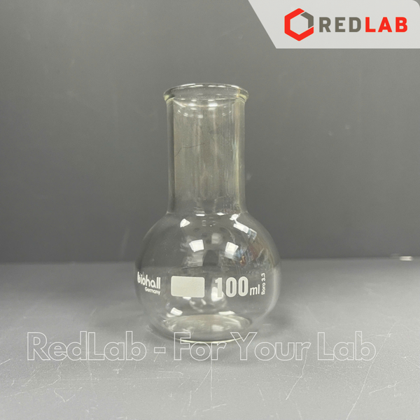 Bình cầu đáy bằng cổ trơn BIOHALL 50 100 250 500 ml 1L 2L 3L 5L 10L 20L, mark trắng, có VAT