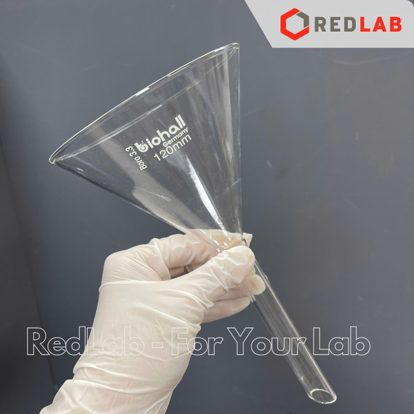 Phễu thuỷ tinh BIOHALL Class A Ø 25 35 50 55 65 70 75 100 120 125 150 mm, thuỷ tinh Boro 3.3, funnel thí nghiệm, có VAT