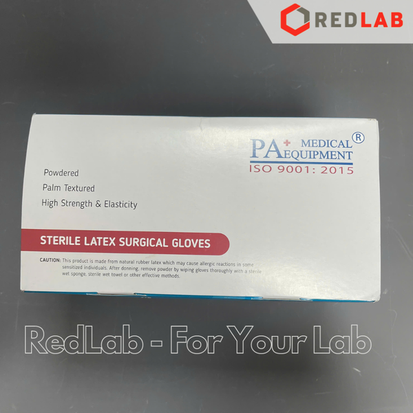[Hộp 50 đôi] Găng tay cao su latex Sterilized in pairs có bột PA Gloves size 6.5 7.0 7.5 8.0  dùng trong thí nghiệm, có VAT