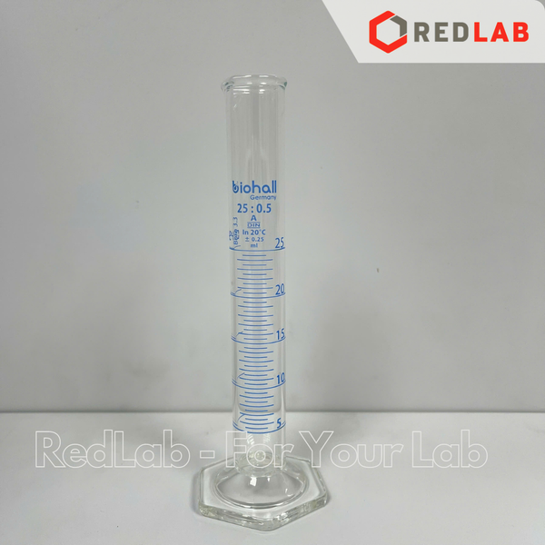 Ống đong thuỷ tinh BIOHALL 5 10 25 50 100 250 500 ML 1L 2L, Class A, đế lục giác, chia vạch xanh, có VAT