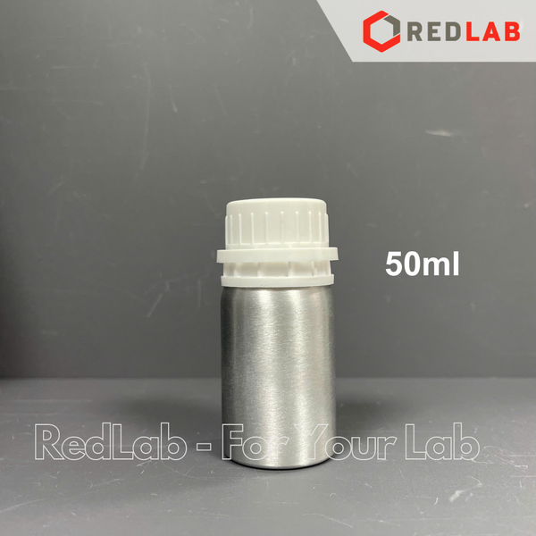 Chai nhôm 50 100 250 500 1000 ml, nắp khóa nhựa trắng, nắp đệm hạn chế bay hơi, có VAT