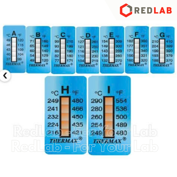 Dụng cụ kiểm tra nhiệt độ Thermax hãng TMC 5 level, range A B C D E F G H I (pack 10 temperature strips) có VAT