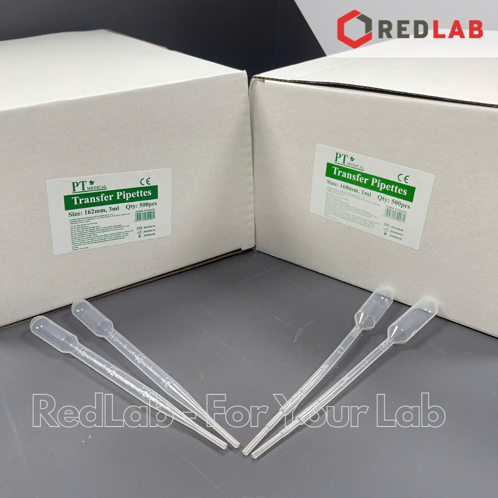 Pipet pasteur nhựa 1ml / 3ml PT Medical, ống hút nhỏ giọt / transfer pipette, chia vạch nổi, có VAT