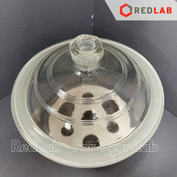 Bình hút ẩm trắng có vòi DINLAB 150 200 240 300 mm, dùng lưu trữ, làm khô mẫu thí nghiệm, có VAT