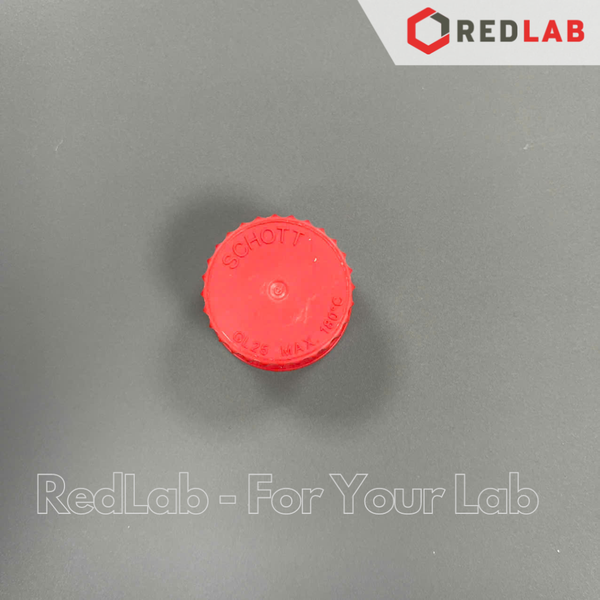 Nắp vặn đỏ GL45 GL32 GL25 nhựa PTFE chịu nhiệt cho chai trung tính, DURAN 292402807, có VAT
