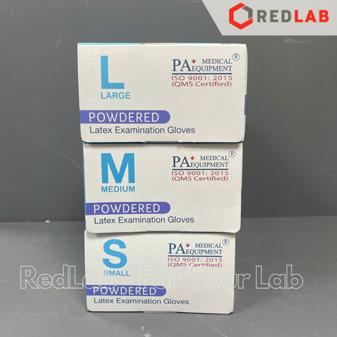 [Hộp 50 đôi] Găng tay cao su latex có bột PA Gloves size S M L dùng trong thí nghiệm, có VAT