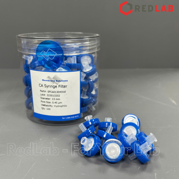 Đầu lọc sắc ký CA ưa nước MEMBRANE SOLUTIONS 13mm lỗ lọc 0.22um / 0.45um, hydrophilic syringe filter, có VAT