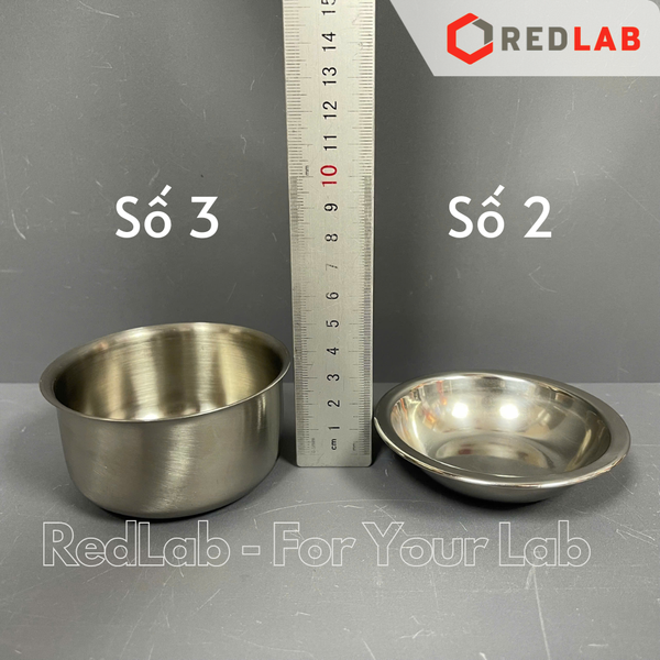 Chén inox thí nghiệm số 2 Ø8.5x2cm, số 3 Ø8.5x4cm, dùng trong lab, có VAT