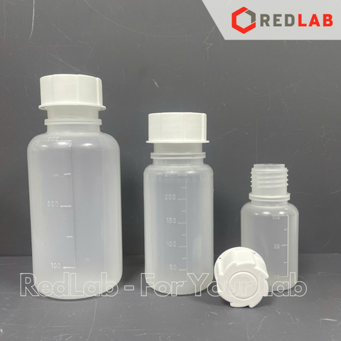 Chai nhựa PP miệng rộng, chia vạch KARTELL 50 100 250 500 1000 ml, graduated wide neck bottles, autoclavable, có VAT