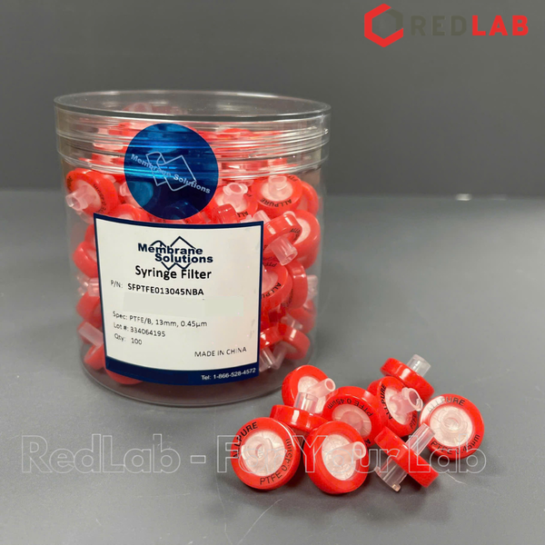 Đầu lọc sắc ký PTFE kị nước MEMBRANE SOLUTIONS 13mm lỗ lọc 0.22um / 0.45um, hydrophobic syringe filter, có VAT