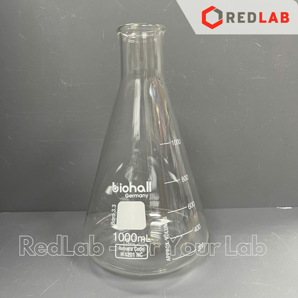 Bình tam giác miệng hẹp BIOHALL 125 150 250 300 500 1000 ml, bình nón - bình erlen MH, mark trắng, có VAT