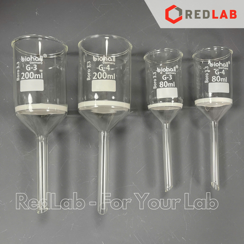 Phễu lọc xốp BIOHALL Class A 35 80 200 500 1000 ml, Porosity G3 / G4, thủy tinh boro 3.3, có VAT