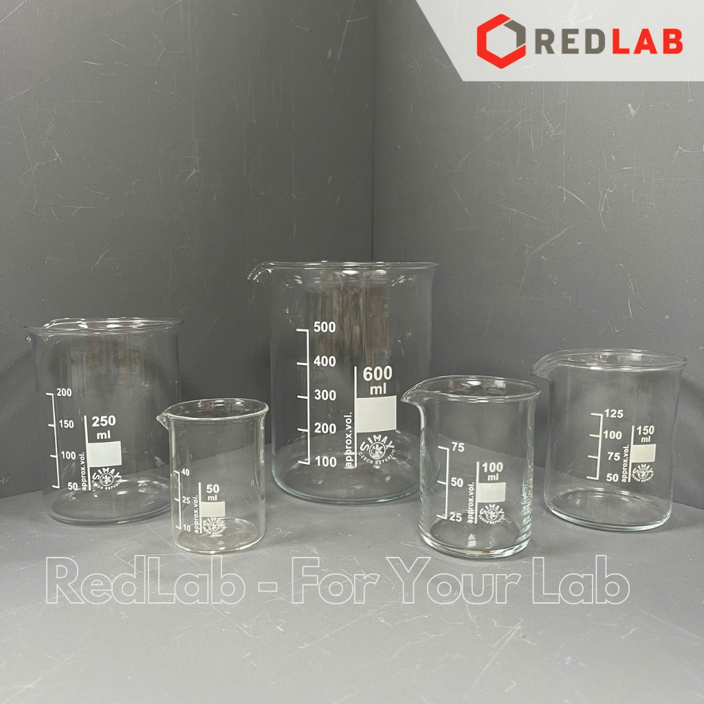 Cốc đốt thủy tinh thấp thành SIMAX 10 25 50 100 150 250 400 600 800 ml 1 2 3 5 10 20 L, beaker có mỏ chịu nhiệt, có VAT