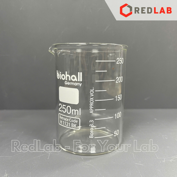 Cốc đốt thuỷ tinh Thấp thành BIOHALL 5 10 25 50 100 150 200 250 400 500 600 800 1000 ml 2L 3L 5L 10L, beaker có mỏ chịu nhiệt, có VAT
