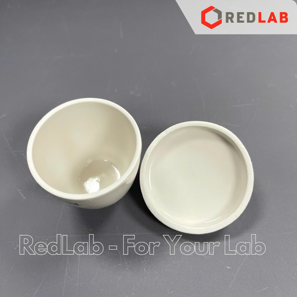 Chén nung sứ có nắp ONELAB Ø 30 40 50 100 200 300 ml, chịu nhiệt, dùng nung đốt mẫu thí nghiệm, có VAT