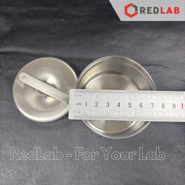 Hộp lưu mẫu inox, hộp gòn đúc Ø 7.5 8.5 10 cm dùng trong lab thí nghiệm, nghiên cứu, spa, có VAT