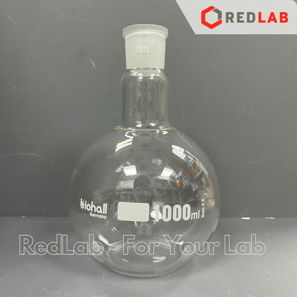 Bình cầu đáy bằng 1 cổ nhám BIOHALL 25 50 100 250 500 ml 1L 2L 3L 5L 10L 20L - 14/23 19/26 24/29 29/32 34/35 45/40 55/44, mark trắng, có VAT