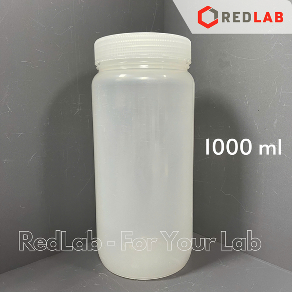 Chai nhựa PP trắng miệng rộng ONELAB 30 60 125 250 500 ml 1 2 L, chịu nhiệt tối đa 140°C, đựng mẫu thí nghiệm, có VAT