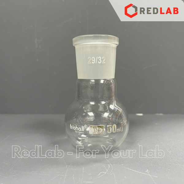 Bình cầu đáy bằng 1 cổ nhám BIOHALL 25 50 100 250 500 ml 1L 2L 3L 5L 10L 20L - 14/23 19/26 24/29 29/32 34/35 45/40 55/44, mark trắng, có VAT