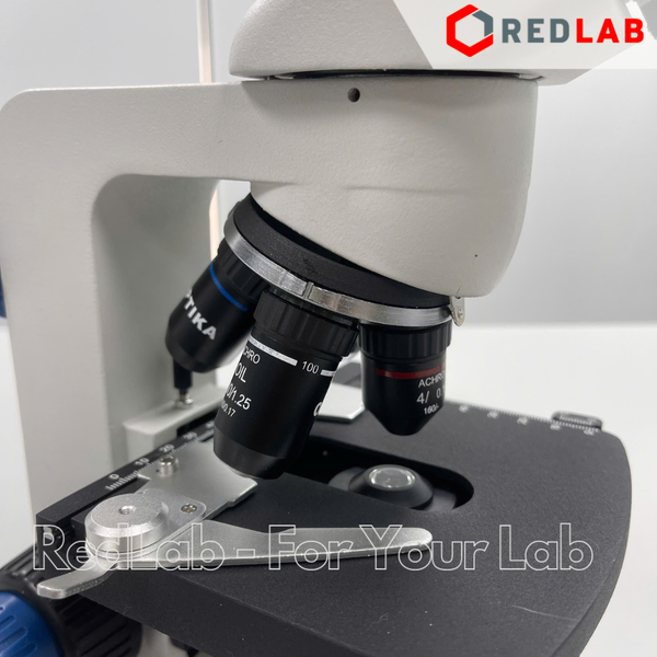 Kính hiển vi quang học 2 mắt hãng OPTIKA model B-69, Vật kính 4x 10x 40x 100x (dầu), LED 1W, có VAT