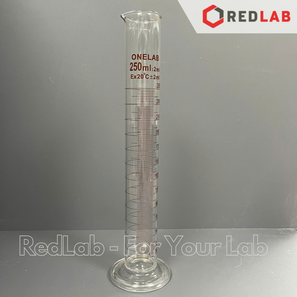 Ống đong thủy tinh ONELAB 10 25 50 100 250 500 1000 2000 ml đáy tròn, chia vạch nâu, đong mẫu thí nghiệm, có VAT
