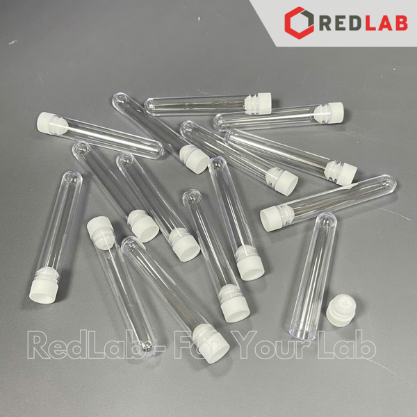 Ống nghiệm nhựa PS 5ml 12x75mm có nắp đậy trắng, không nhãn Hồng Thiện Mỹ, có VAT