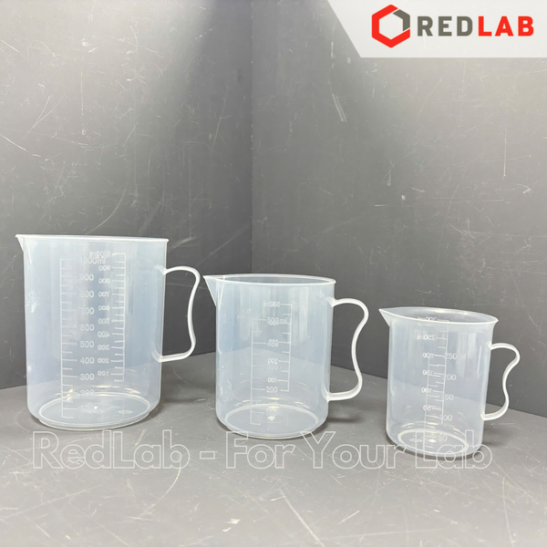 Ca nhựa Education có quai vạch nổi trắng ONELAB 100 250 500 1000 2000 3000 5000 ml, cốc đong thí nghiệm, có VAT