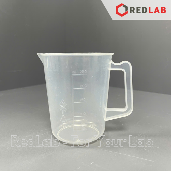 Ca nhựa PP có quai vạch nổi trắng ONELAB 100 250 500 1000 2000 3000 5000 ml, cốc đong thí nghiệm, chịu nhiệt, có VAT