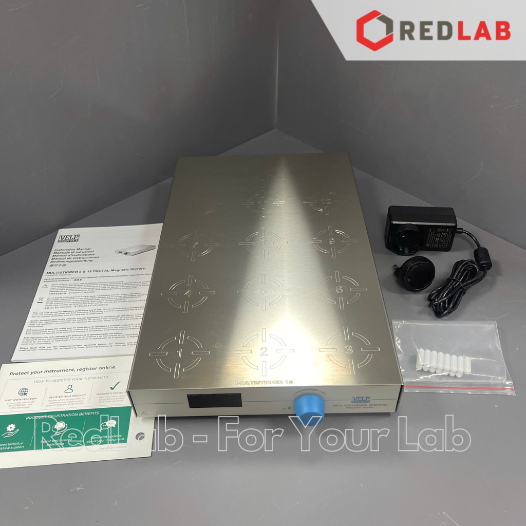 Máy khuấy từ 15 vị trí Multistirrer 15 Digital (F203A0180) hãng VELP – Ý, max 1500 vòng/ phút, 15x 250ml (H2O), có VAT
