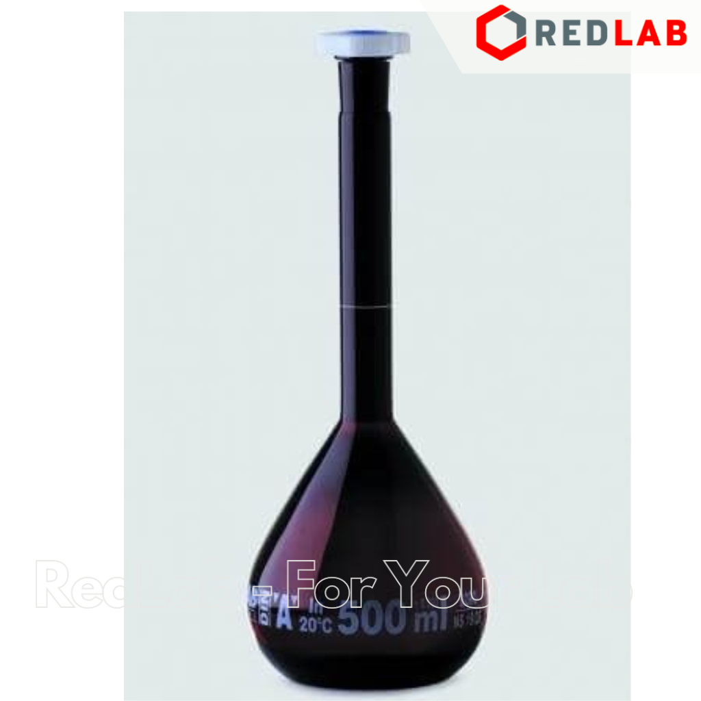 Bình định mức Nâu Đậm ISOLAB Class A 5 10 20 25 50 100 200 250 ml nút nhựa, có VAT