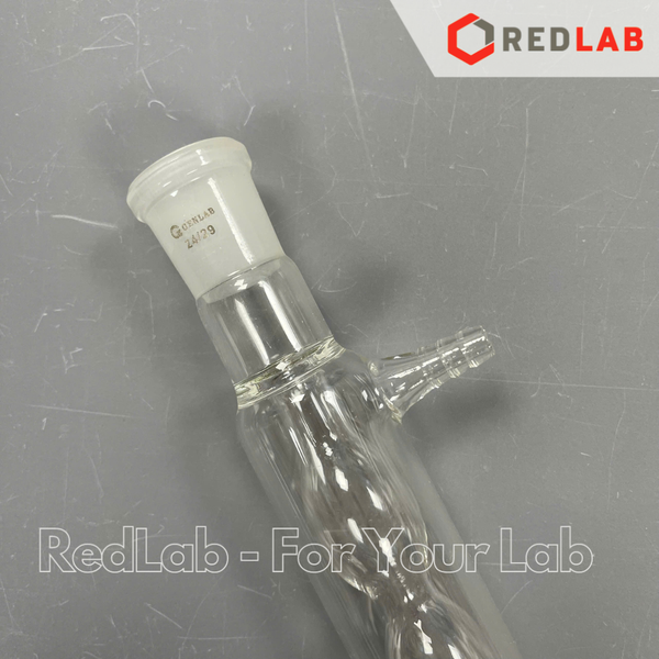Ống sinh hàn thẳng, bóng, xoắn GENLAB 300mm, 2 cổ nhám 24/29 hoặc 29/32, dùng trong thí nghiệm chưng cất, ngưng tụ, có VAT