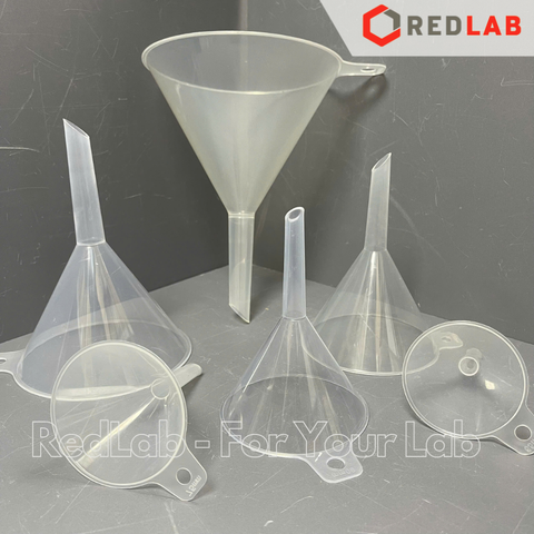Phễu nhựa PP ONELAB Ø 40 65 75 90 100 120 150 mm, dùng chiết rót mẫu thí nghiệm, có VAT