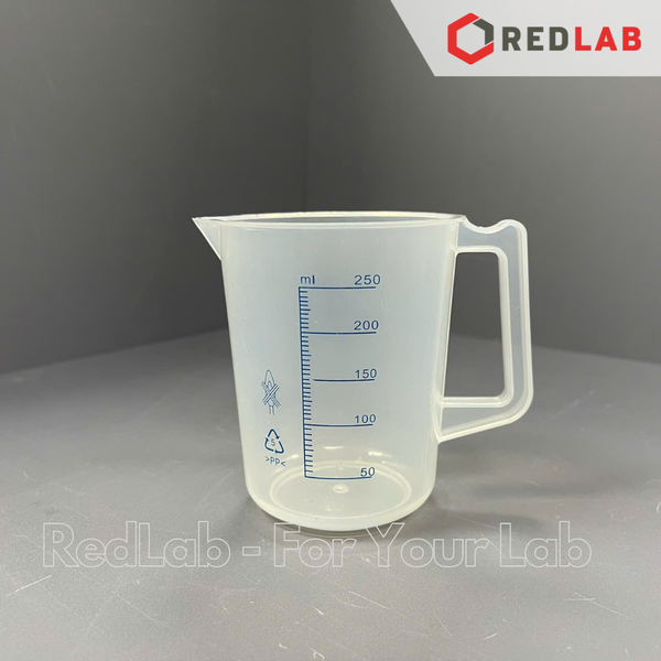 Ca nhựa PP có quai in vạch xanh ONELAB 100 250 500 1000 2000 3000 5000 ml, cốc đong thí nghiệm, chịu nhiệt, có VAT