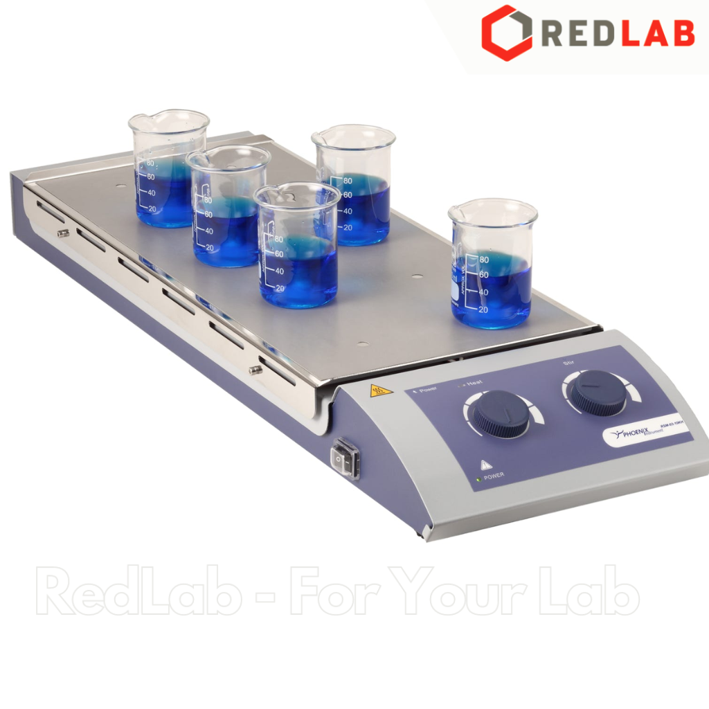 Máy khuấy từ gia nhiệt 10 vị trí Phoenix Instrument RSM-03-10KH, 10 x 0.4 lít, 1000rpm, BH 12T, có VAT